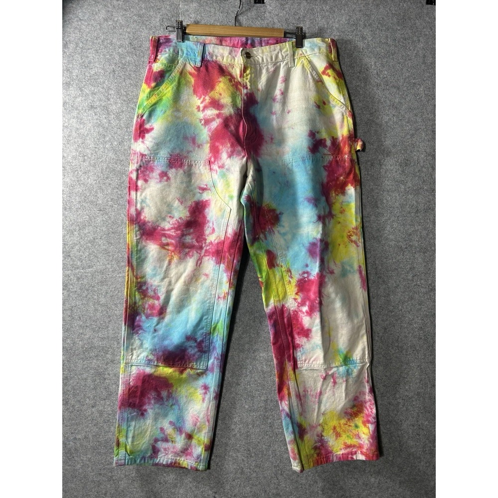 Vintage Carhartt B04 NAT Double Knee Painter Pants 36x30 USA Union Tie Dye